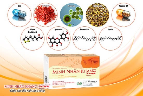 Minh Nhãn Khang Platinum chứa 9 dưỡng chất quý giúp loại bỏ hẳn triệu chứng tăng nhãn áp